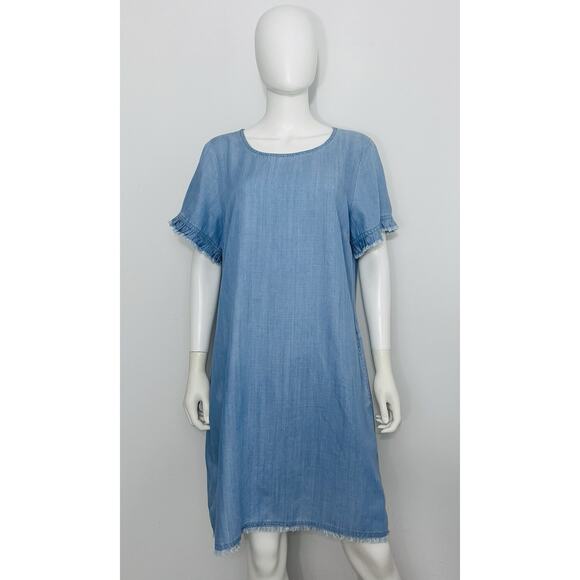 Tommy Bahama Womens Dress L Blue Crew Neck Short Sleeve Lightweight Button - Picture 1 of 12
